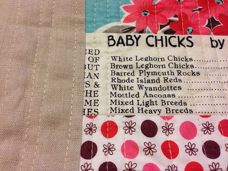 up close quilting and baby chick fabric.  :)