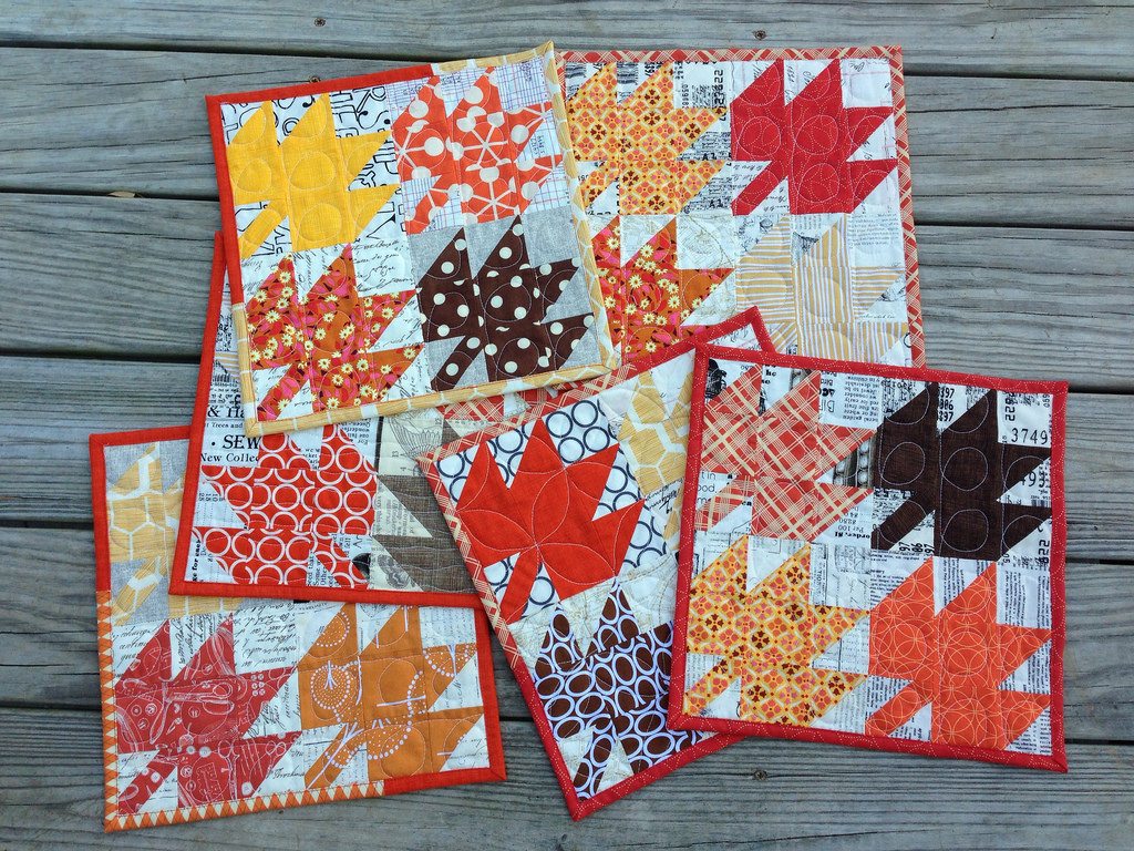 modern maples mug rug mania. a family set.