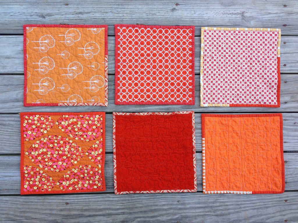 modern maple mug rugs. washed and crinkled edition.